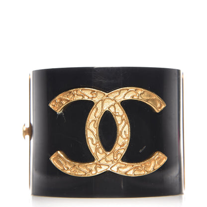Chanel Resin CC Cuff Black Gold 1 of 6