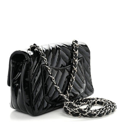 Chanel Patent Calfskin Chevron Quilted Mini Rectangular Flap Black 3 of 10