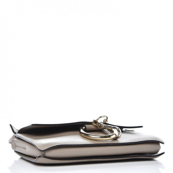 Suede Calfskin Small Faye Shoulder Bag Motty Grey