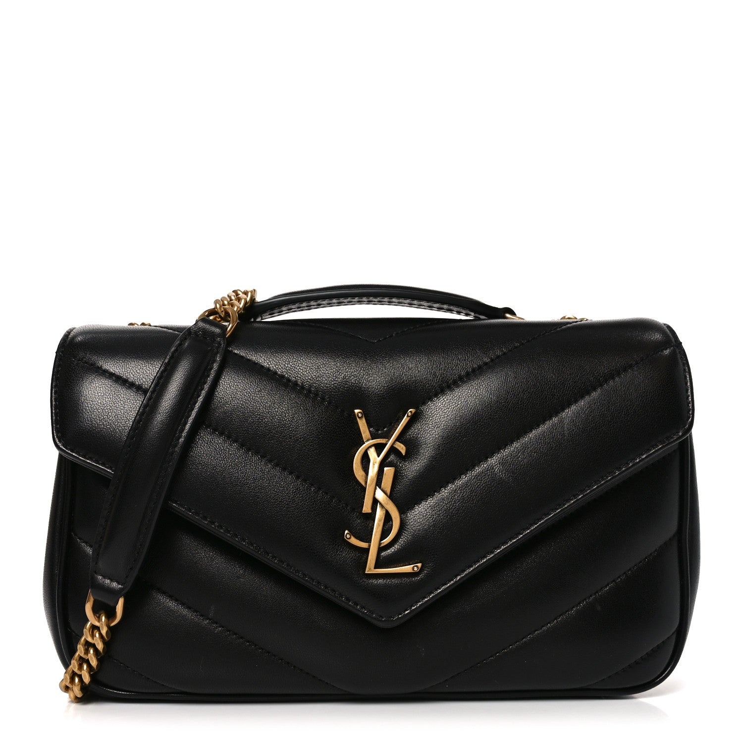 Saint Laurent Lambskin Chevron Quilted Small Loulou Bag Black 1 of 11