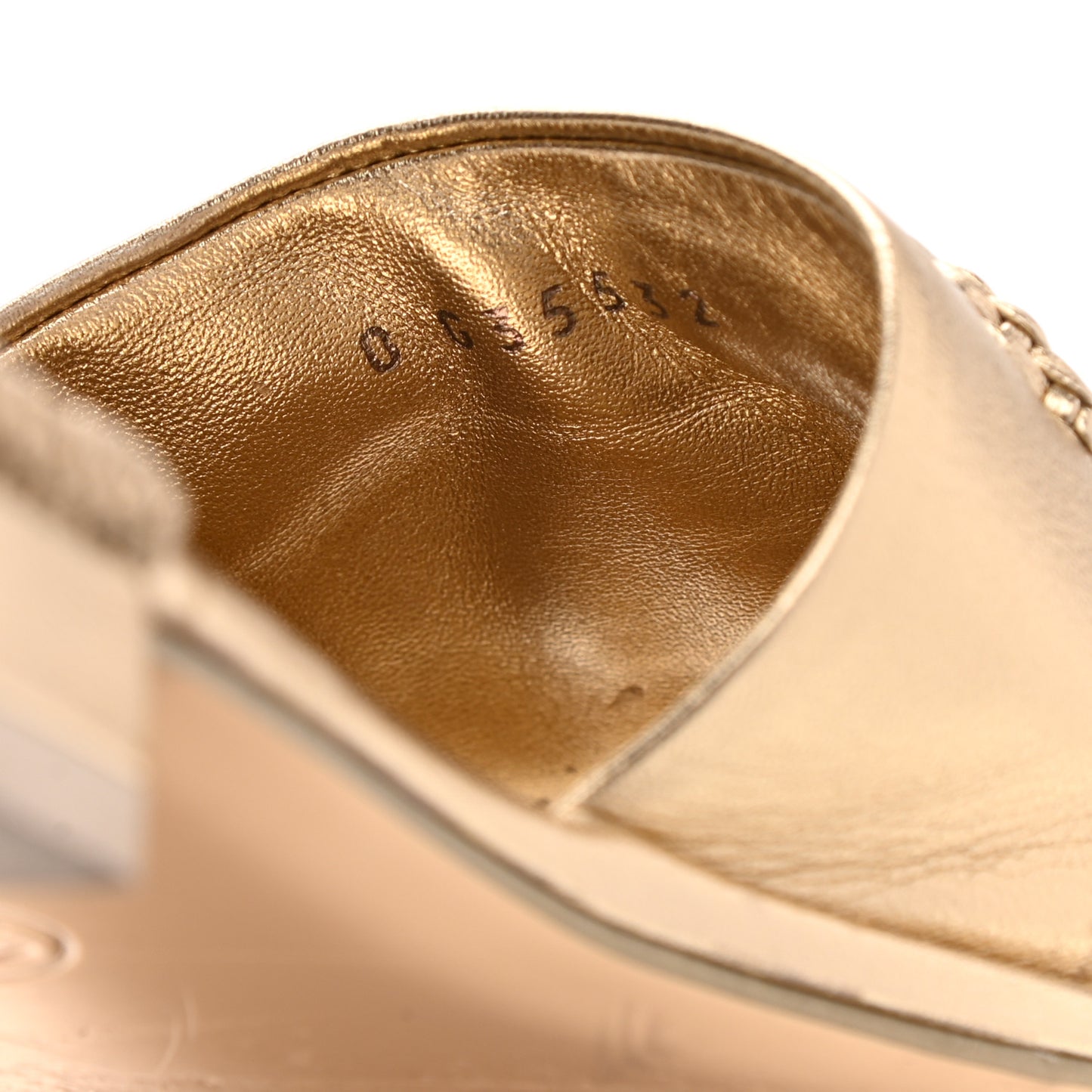 Metallic Lambskin CC Braided Mules 39.5 Gold