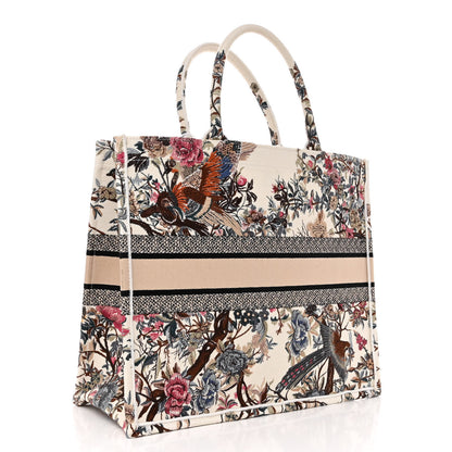 Christian Dior Canvas Embroidered Large Jardin D'Hiver Book Tote Latte Multicolor 3 of 12