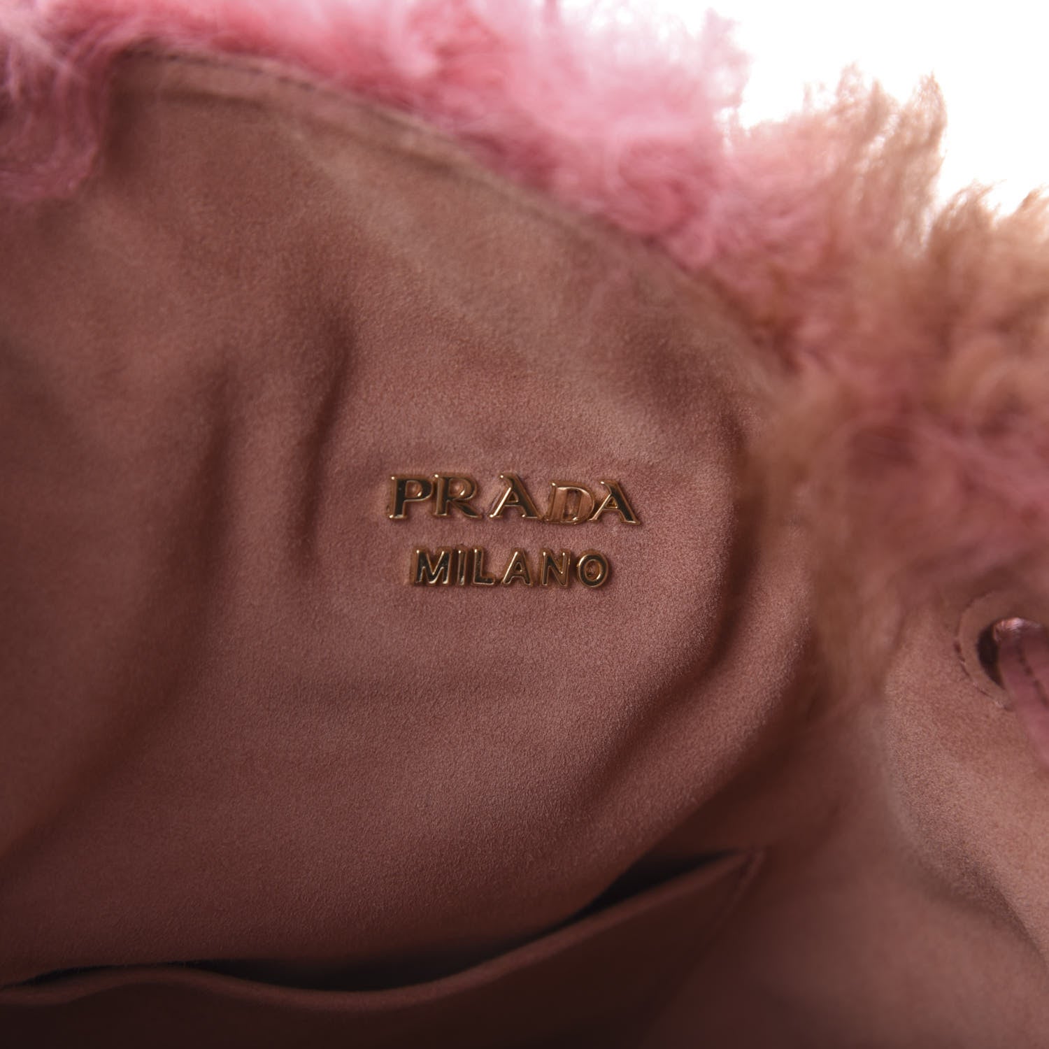 Prada Montone Shearling Fox Fur Shoulder Bag Begonia Cammello 6 of 8