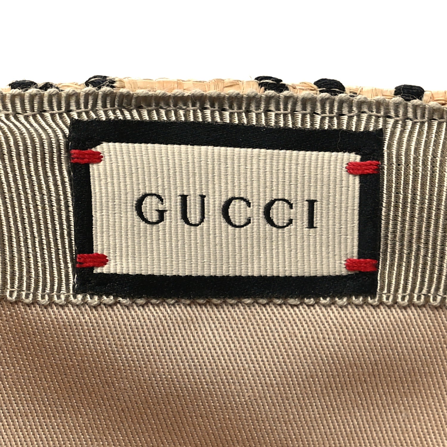 Gucci Raffia GG Monogram Elaphe Embroidered Aisha Baseball Hat M Ivory Black 8 of 9