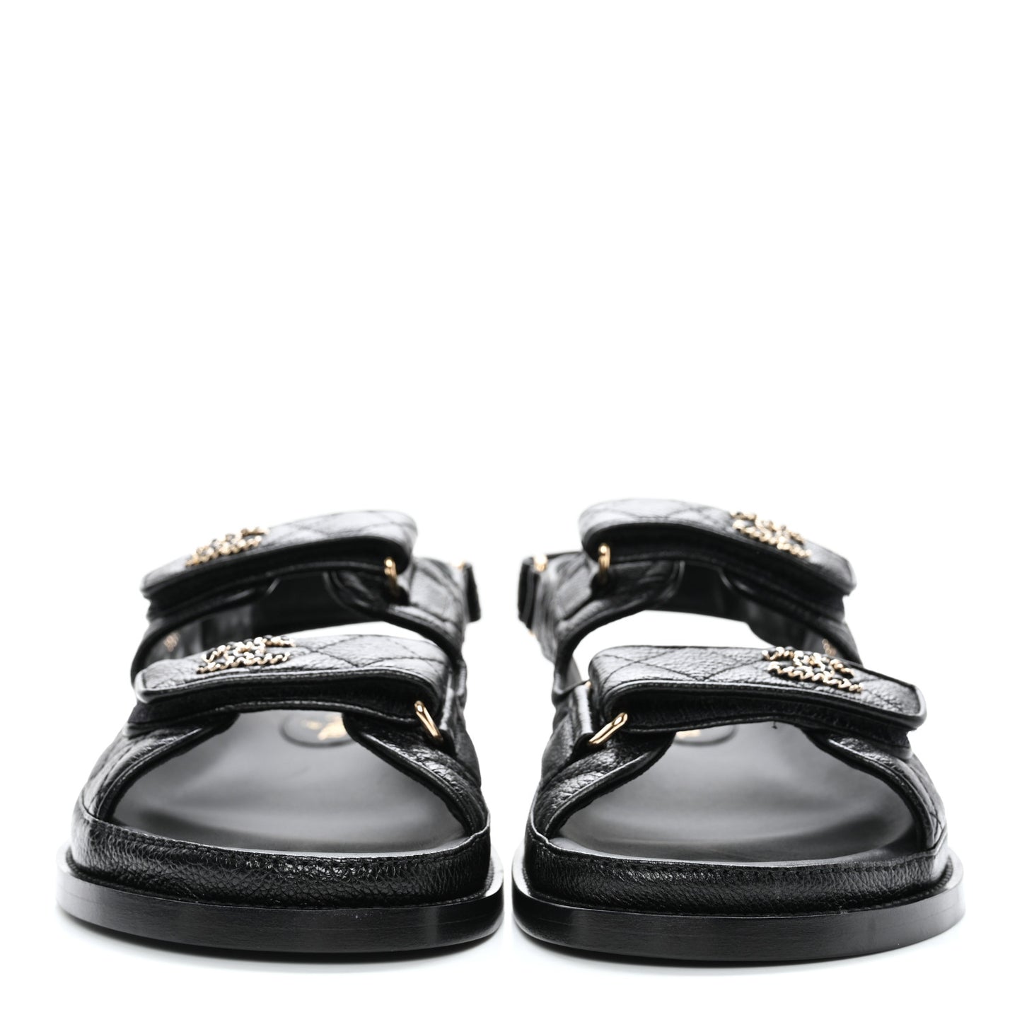 Grained Calfskin Velcro Dad Sandals 38.5 Black