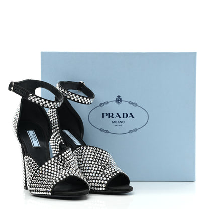 Prada Satin Crystal Ankle Wrap 105mm Sandals 39 Cristal 8 of 8