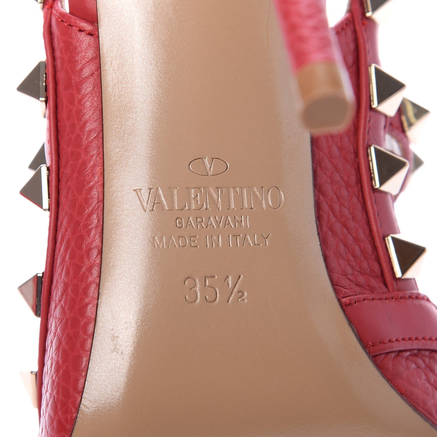 Valentino Garavani Pebbled Calfskin Rockstud Ankle Strap 100mm Pumps 35.5 Rock Pink 6 of 7