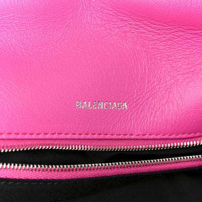 Balenciaga Nappa Calfskin Quilted Touch B Puffy Clutch Fuchsia 6 of 8