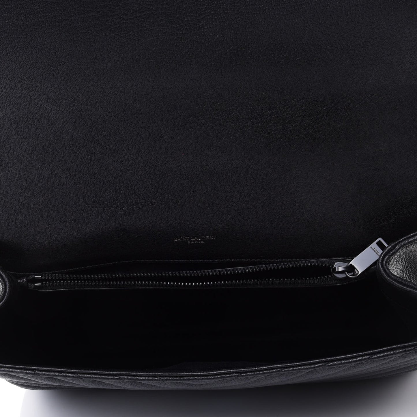 Sheepskin Matelasse Chevron Monogram Monochrome Large College Satchel Black