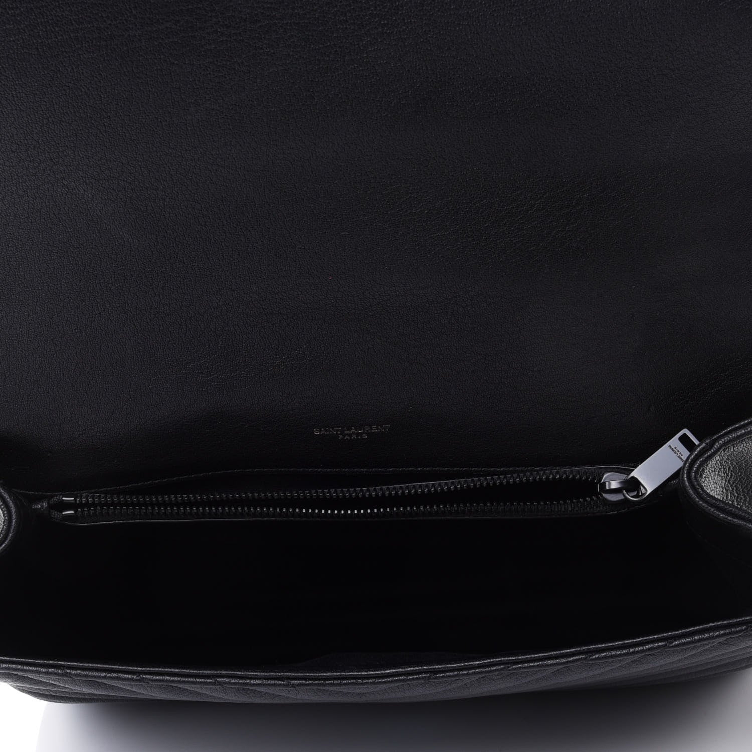 Saint Laurent Sheepskin Matelasse Chevron Monogram Monochrome Large College Satchel Black 4 of 4