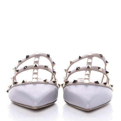 Valentino Garavani Nappa Rockstud Flat Cage Mules 39 Pastel Grey Poudre 2 of 9