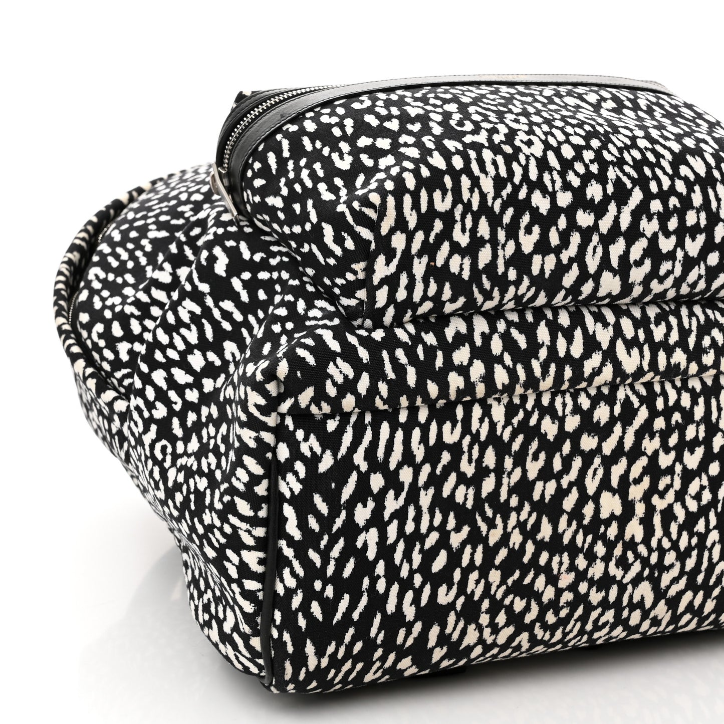 Canvas Leopard Print City Backpack Black White