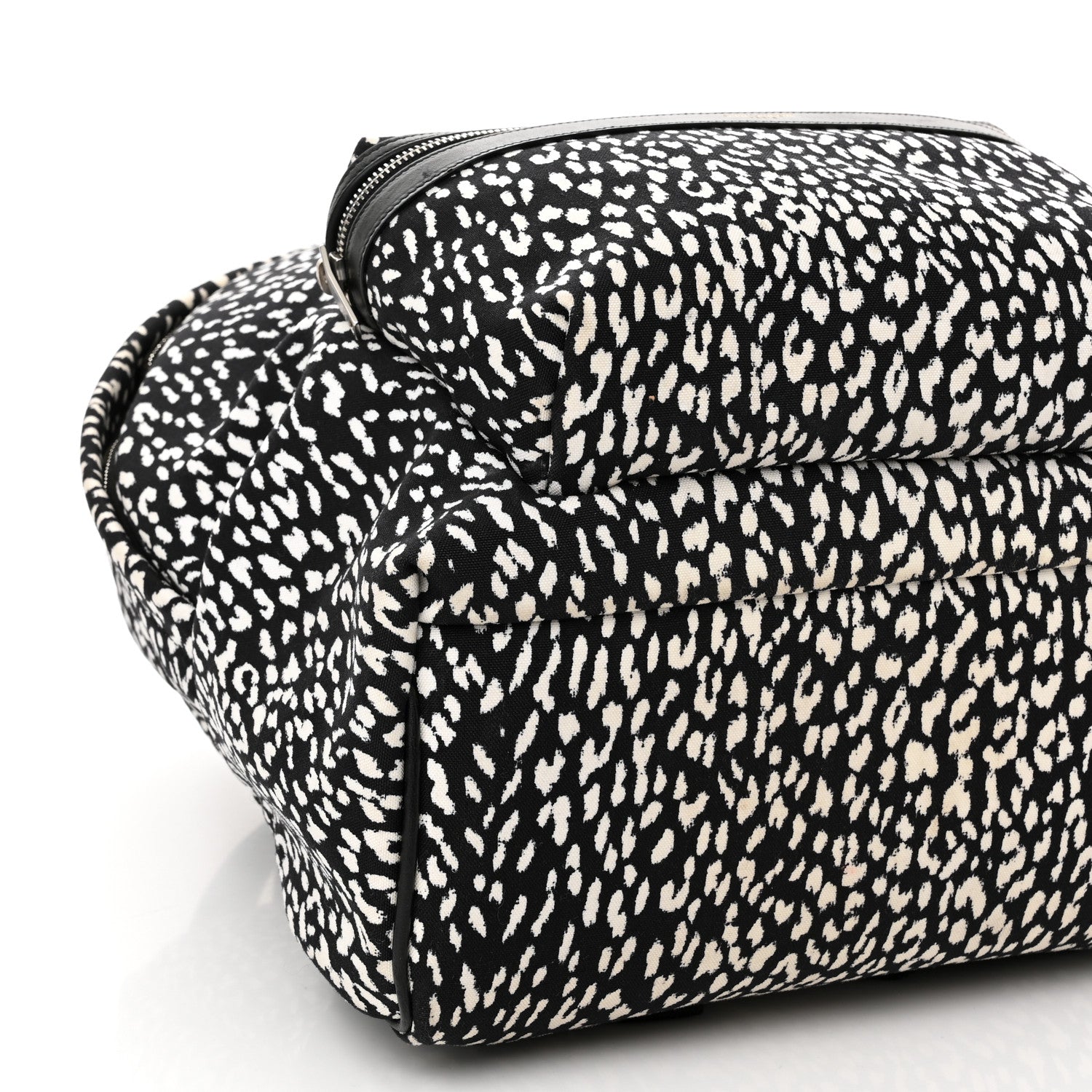 Saint Laurent Canvas Leopard Print City Backpack Black White 9 of 10