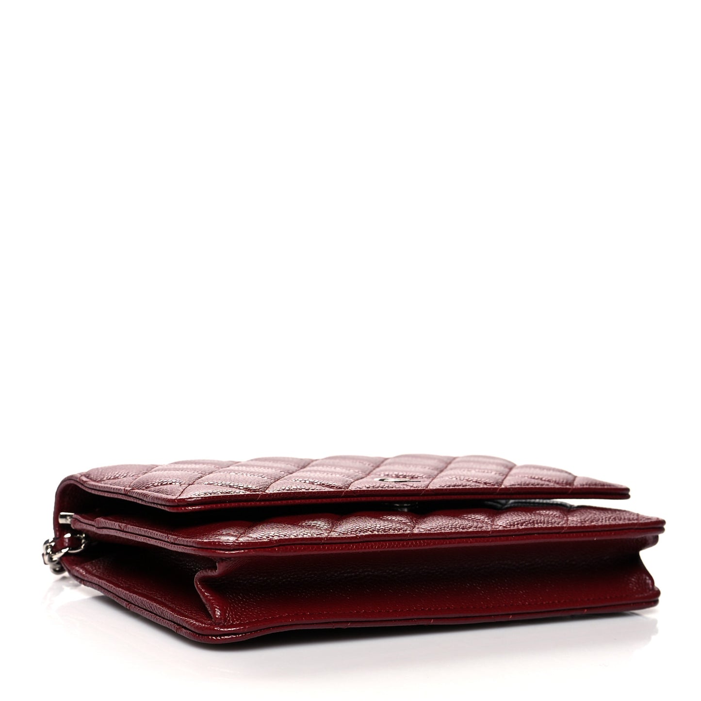Caviar Quilted Wallet On Chain WOC Dark Red