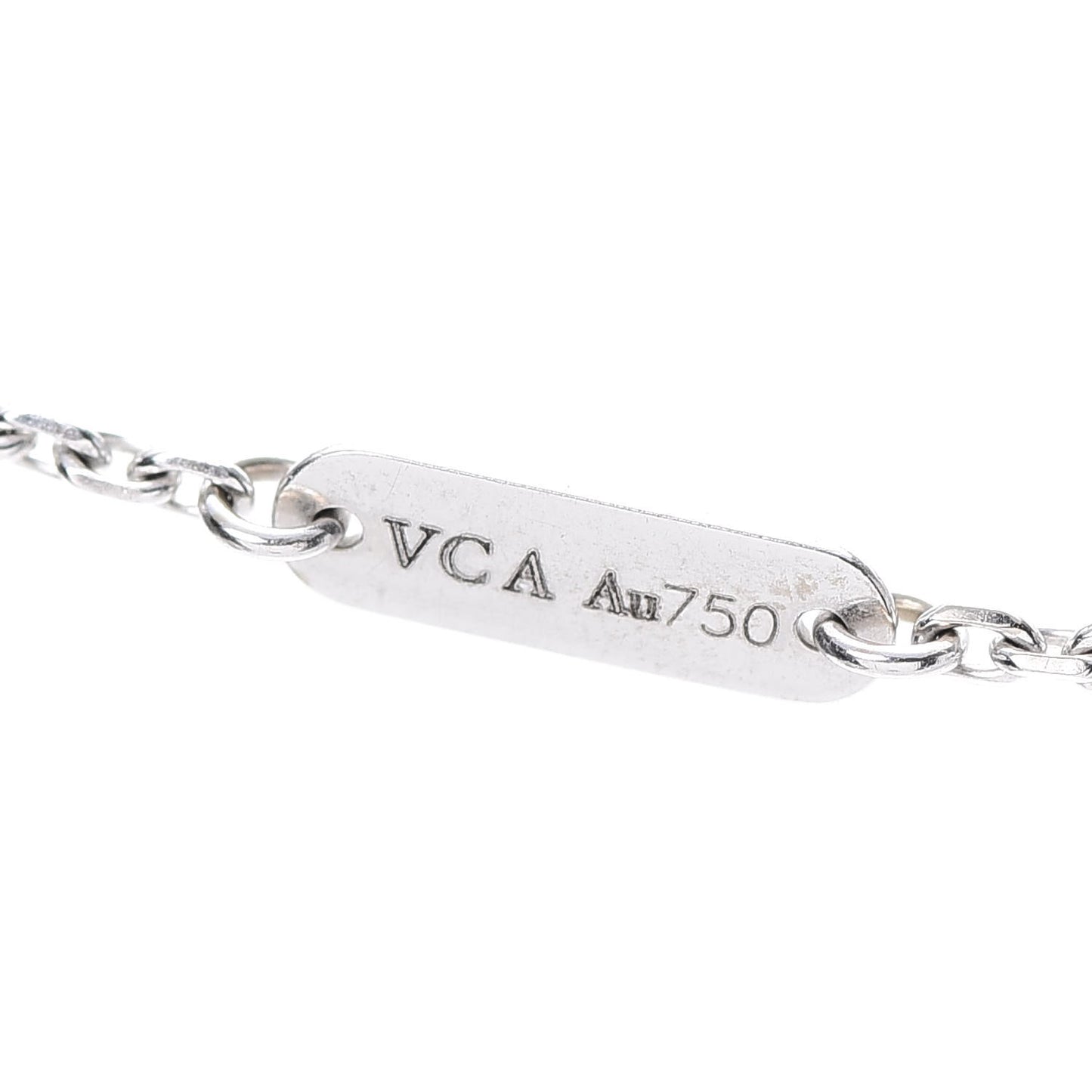 18K White Gold Chalcedony Vintage Alhambra Pendant Necklace