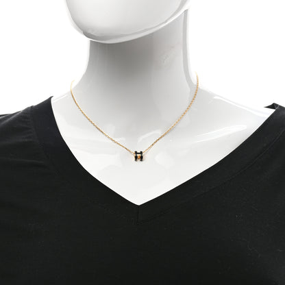 Hermes Lacquered Gold Mini Pop H Pendant Necklace Black 2 of 6