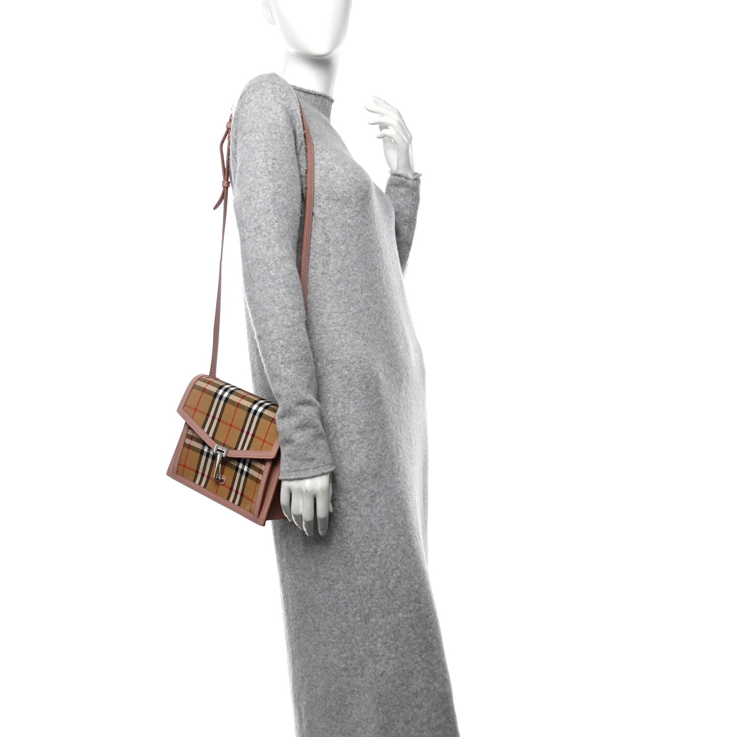 Burberry Grainy Calfskin Vintage Check Small Macken Crossbody Bag Ash Rose 2 of 11