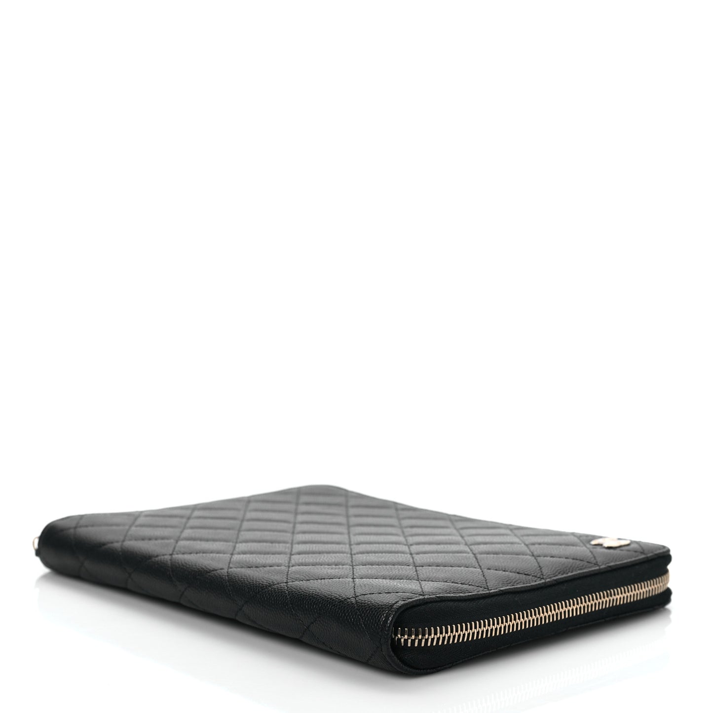 Caviar Quilted Zip Around Notebook Agenda Cover Black