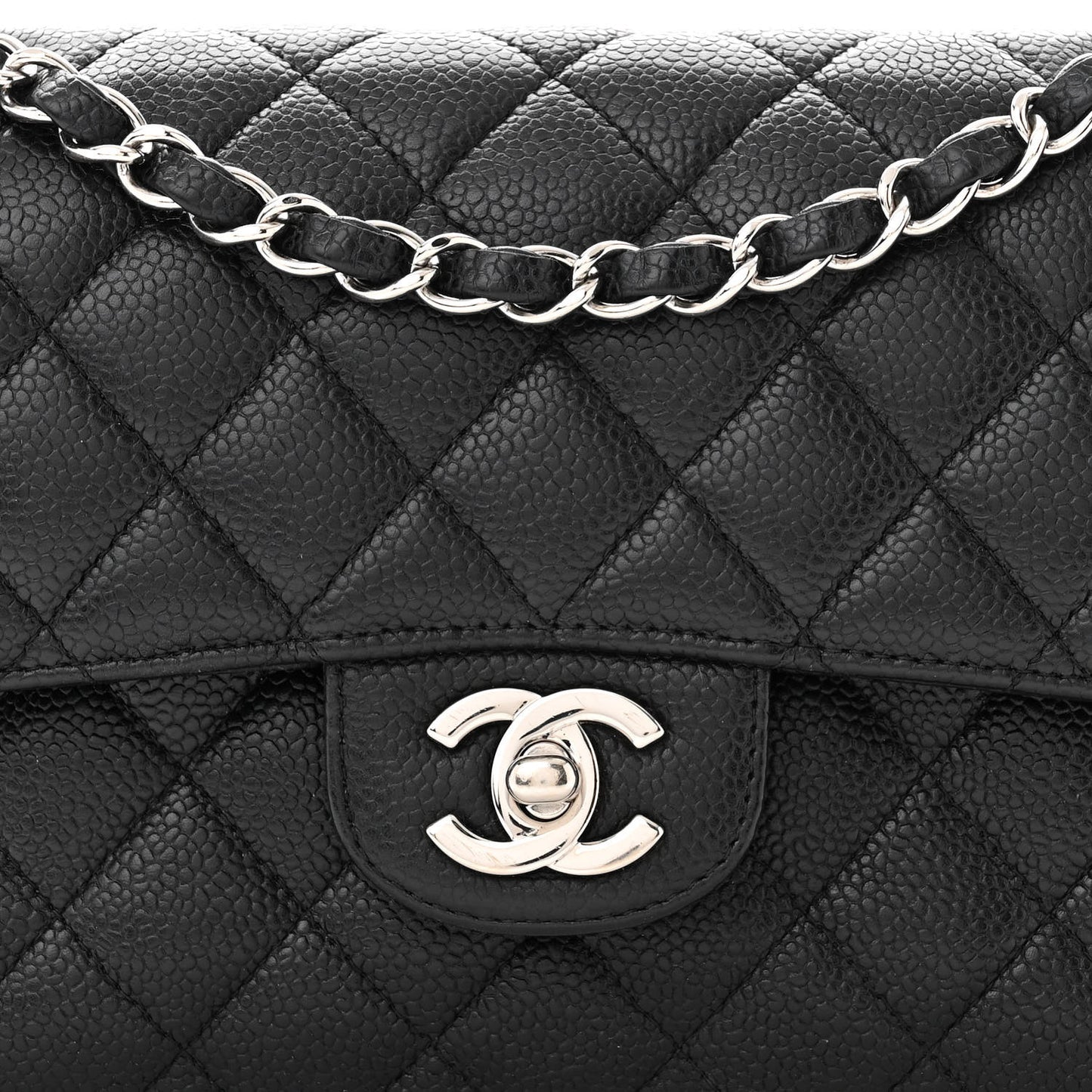 Caviar Quilted Small Double Flap Black