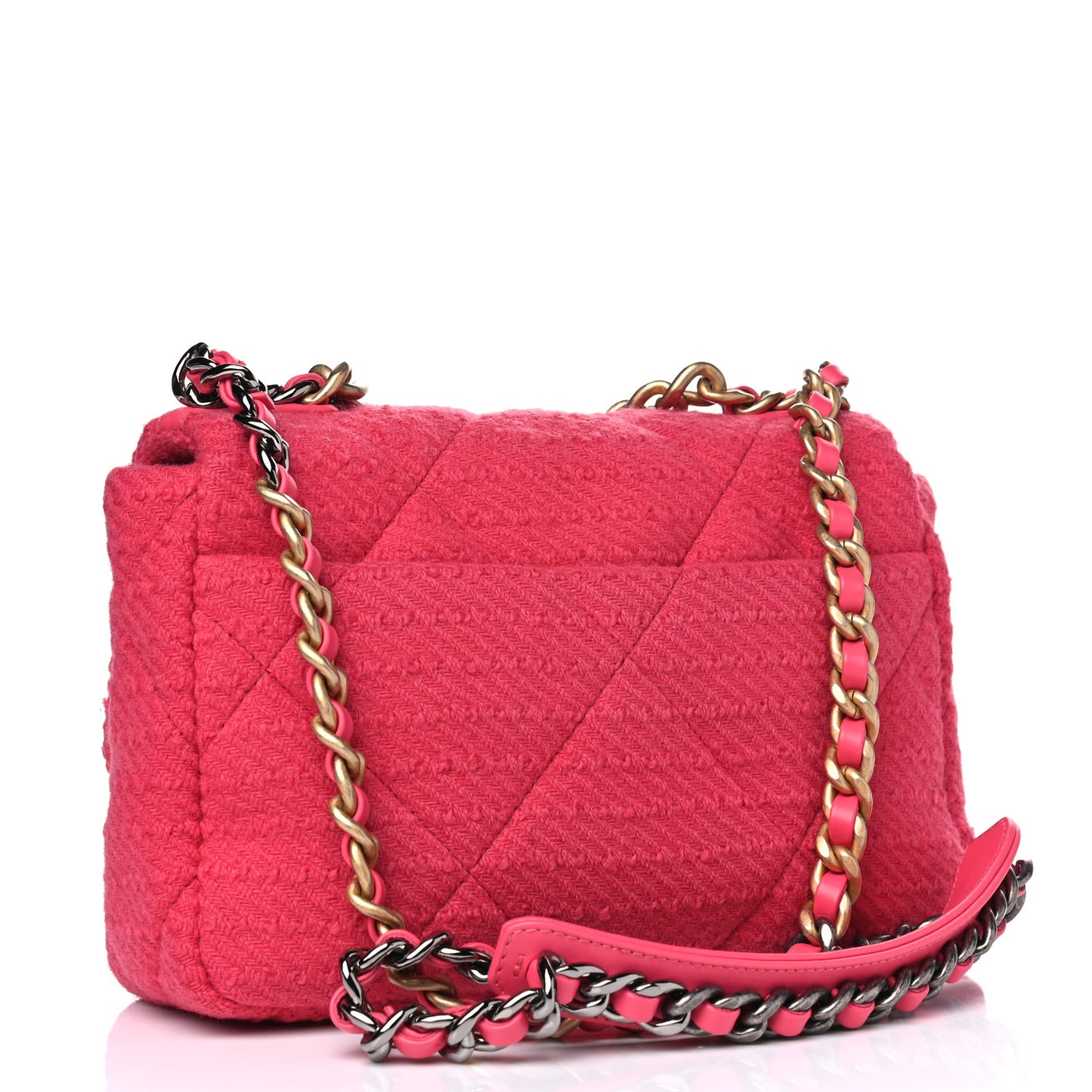 Tweed Quilted Medium Chanel 19 Flap Dark Pink