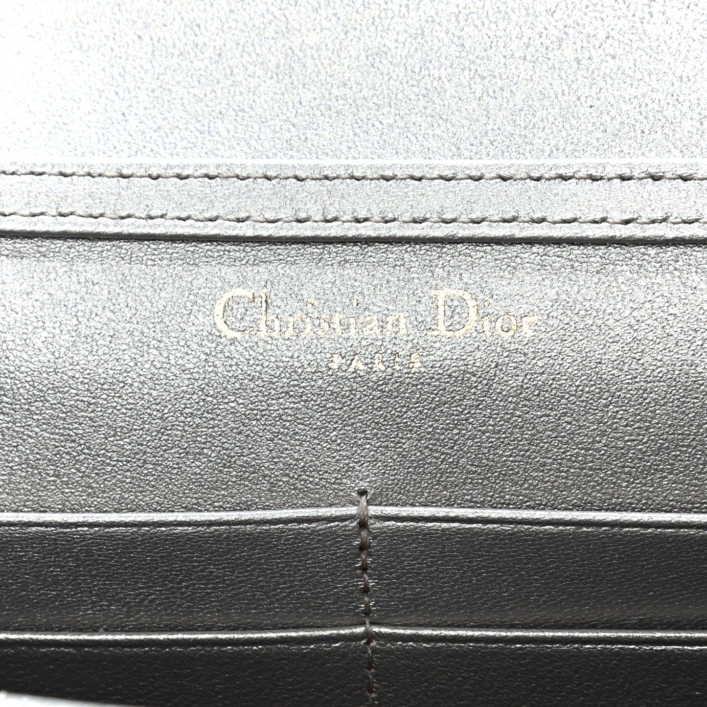 Metallic Grained Calfskin Diorama Wallet on Chain Pouch Light Gold