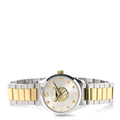 Gucci Stainless Steel 27mm G-Timeless Two Tone Cat Quartz Watch 2 of 6