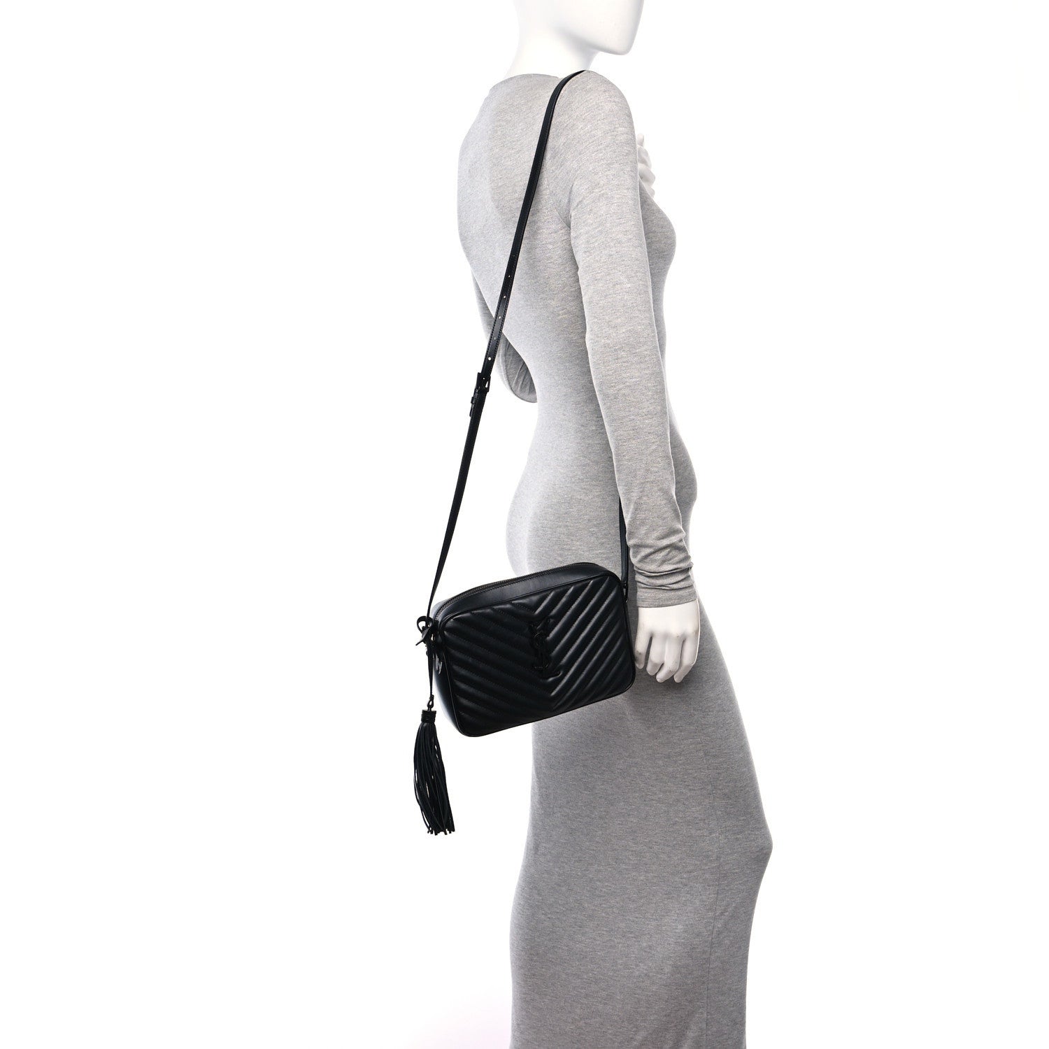 Saint Laurent Calfskin Matelasse Monogram Monochrome Lou Camera Bag Black 2 of 10