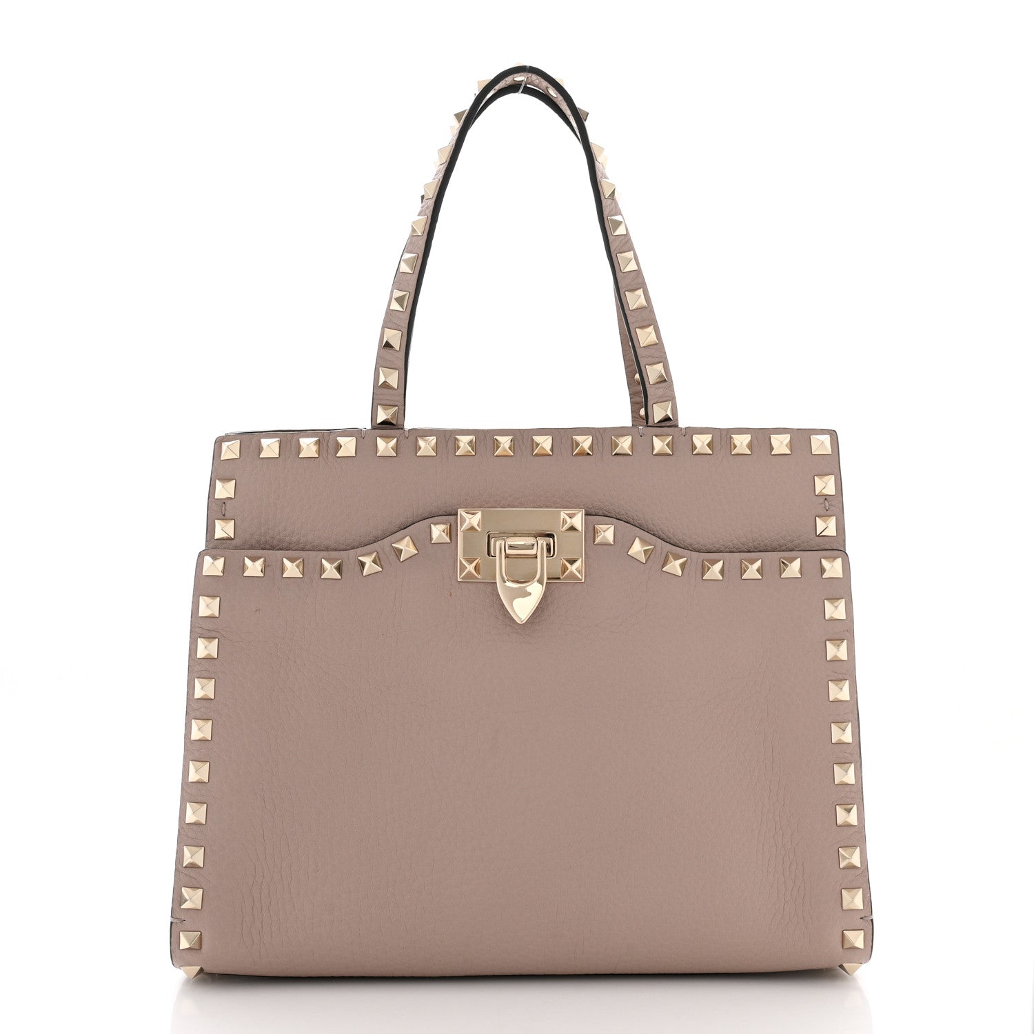 Valentino Garavani Grained Calfskin Rockstud Flip Lock Tote Poudre 1 of 13