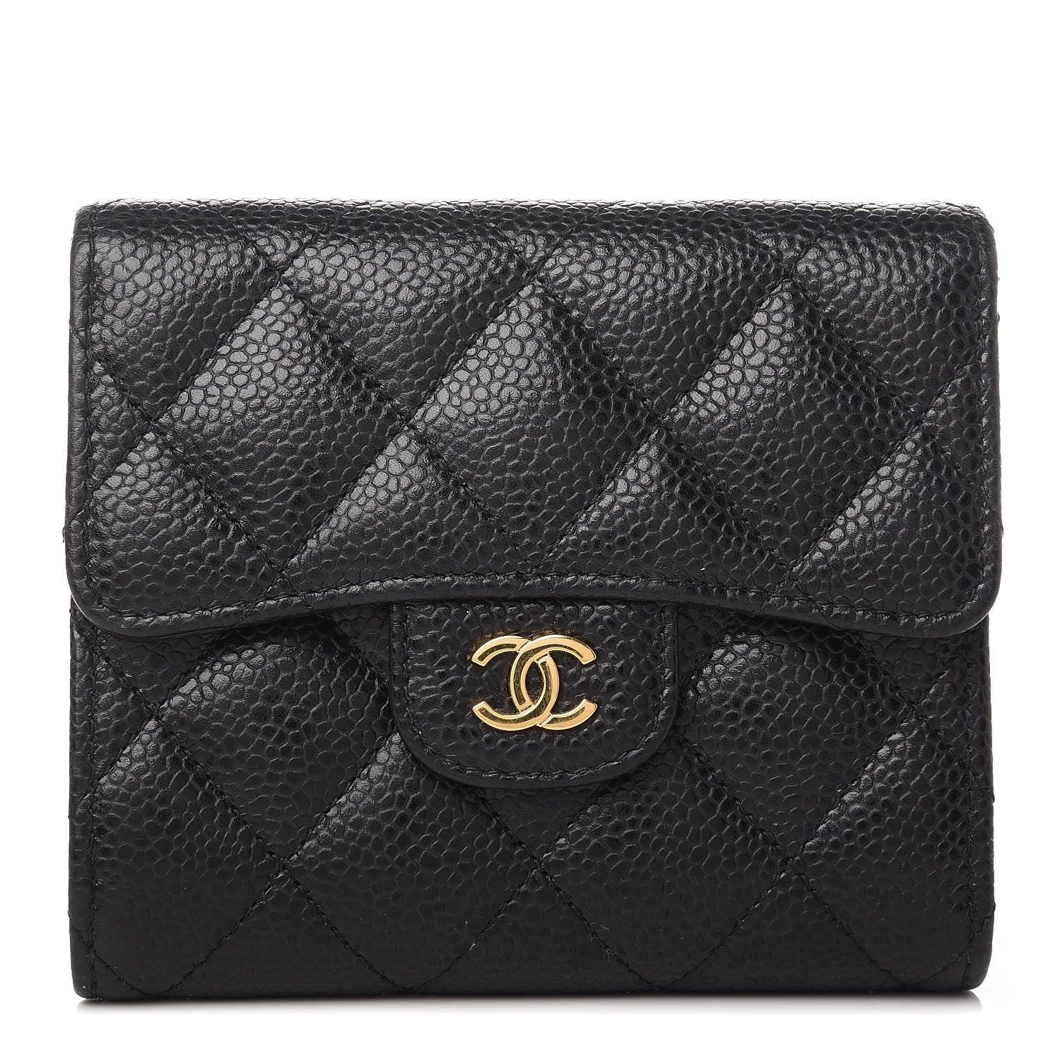 Chanel Caviar Quilted Compact Flap Wallet Black 1 of 8