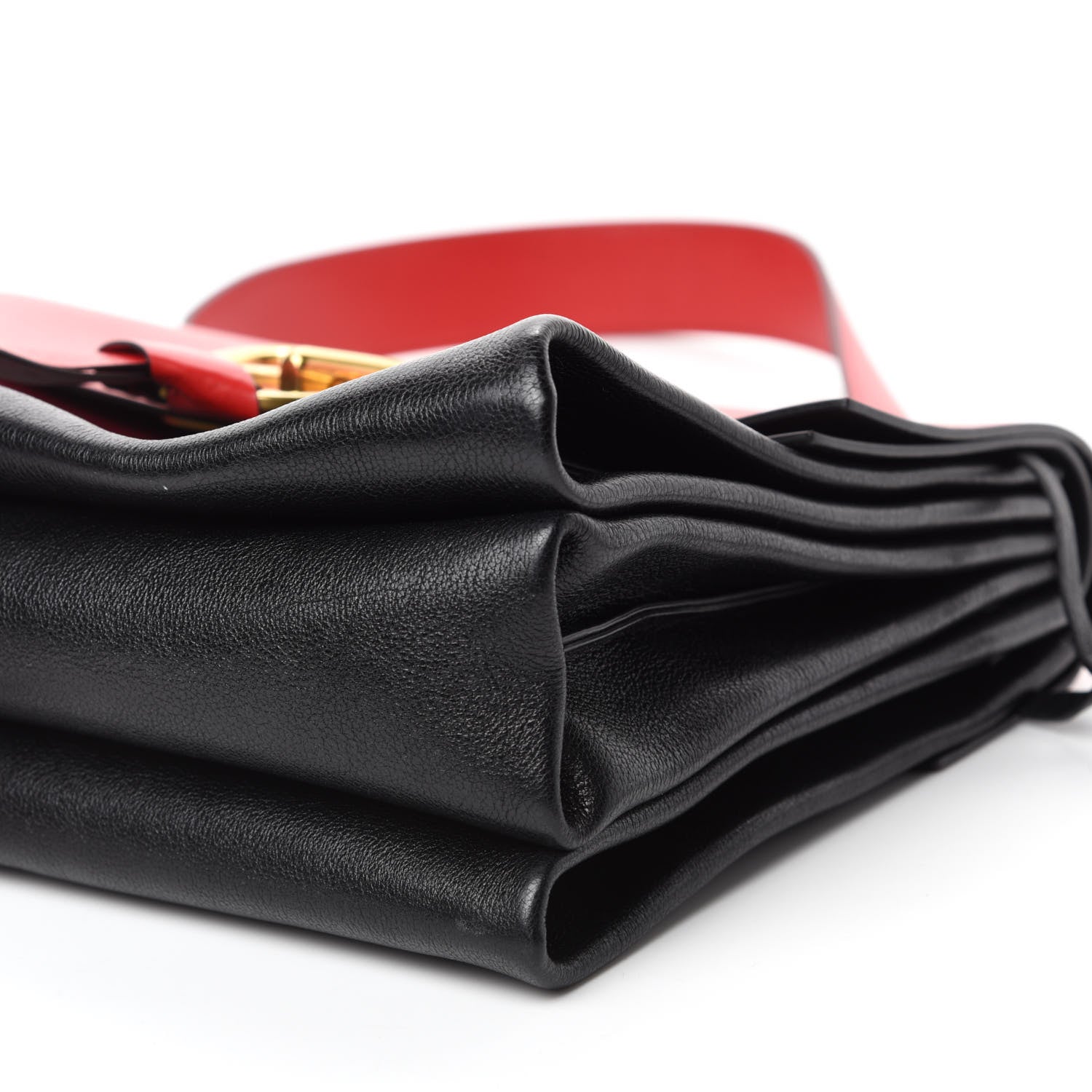 Valentino Garavani Smooth Calfskin Medium Vring Shoulder Bag Rouge Pur Cerise Black 8 of 11