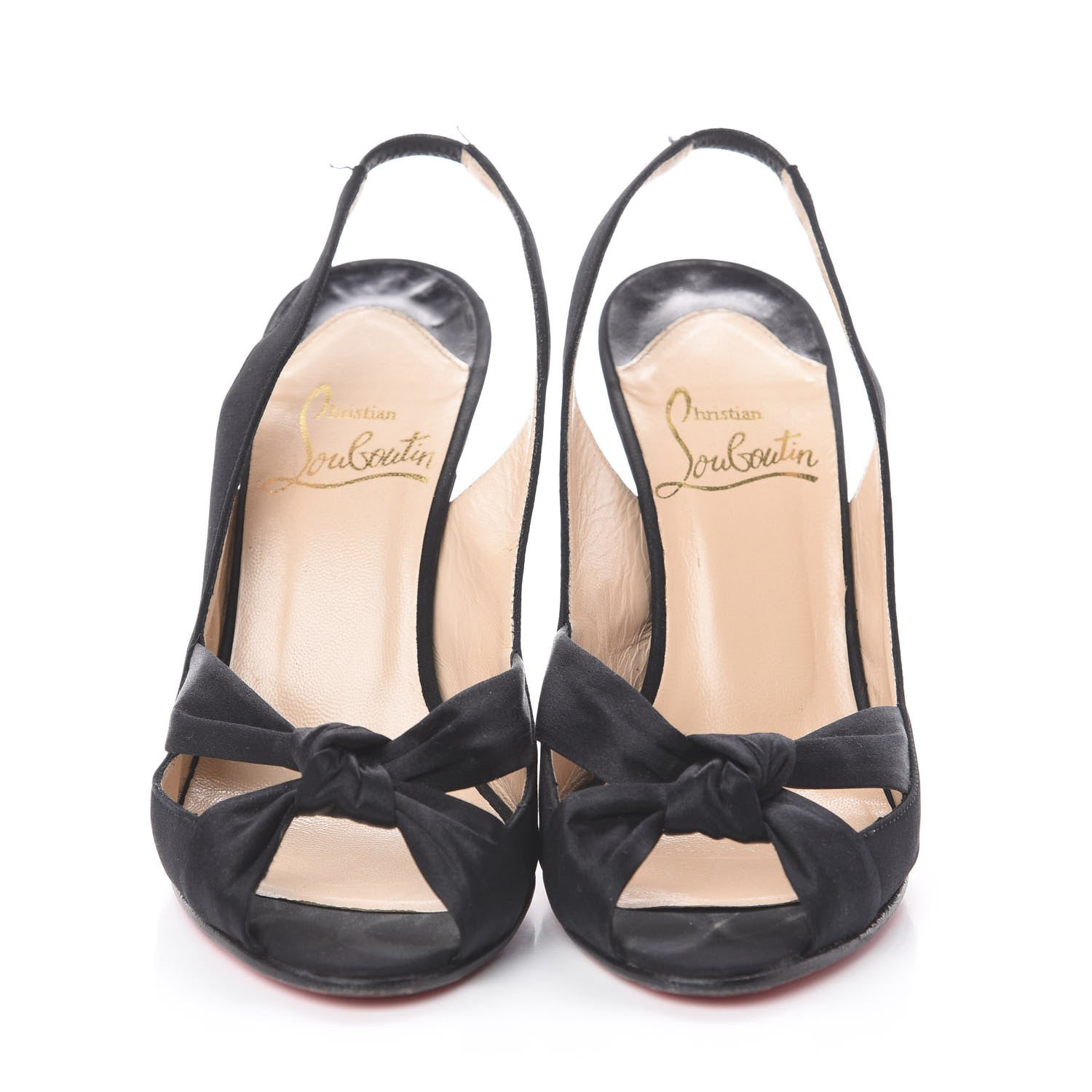 Christian Louboutin Crepe Satin Moustique 100 Peep Toe Slingback Pumps 35 Black 3 of 7