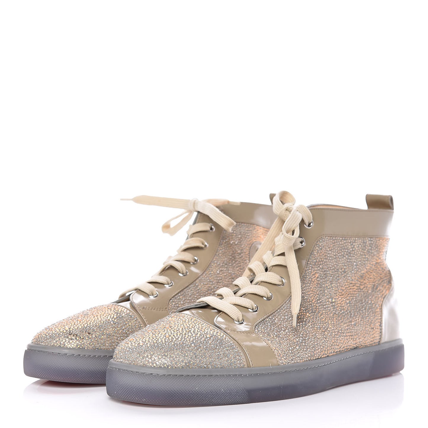 Patent Strass Mens Louis Flat Sneakers 46.5 Taupe