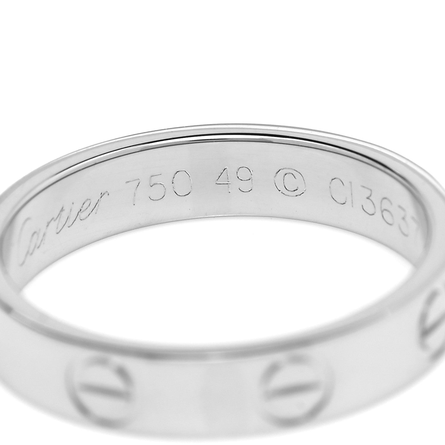 Cartier 18K White Gold 3.5mm LOVE Wedding Band Ring 49 4.75 4 of 5