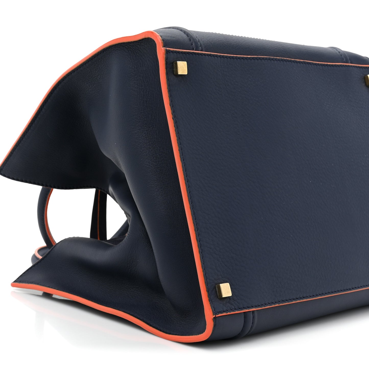 Supple Calfskin Large Phantom Luggage Navy Blue Orange
