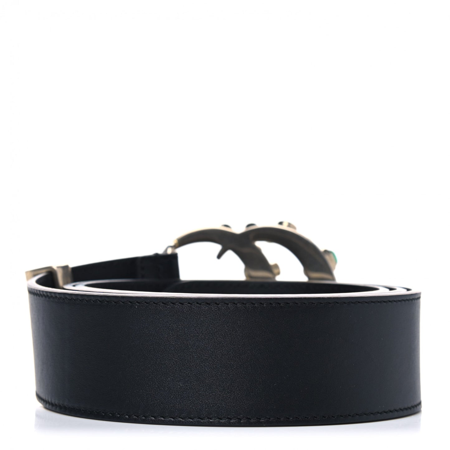 Calfskin Ceramic Glass Double G 40mm Belt 100 40 Black Multicolor