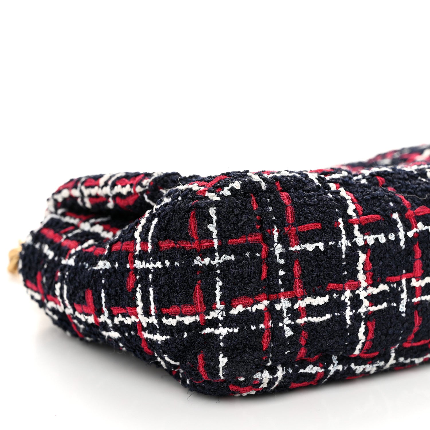 Chanel Tweed Quilted Medium Chanel 19 Flap Navy Blue White Red 9 of 10