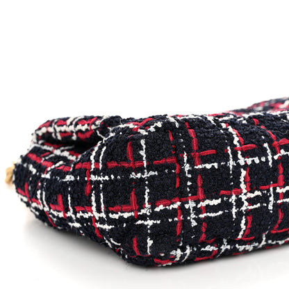 Chanel Tweed Quilted Medium Chanel 19 Flap Navy Blue White Red 9 of 10