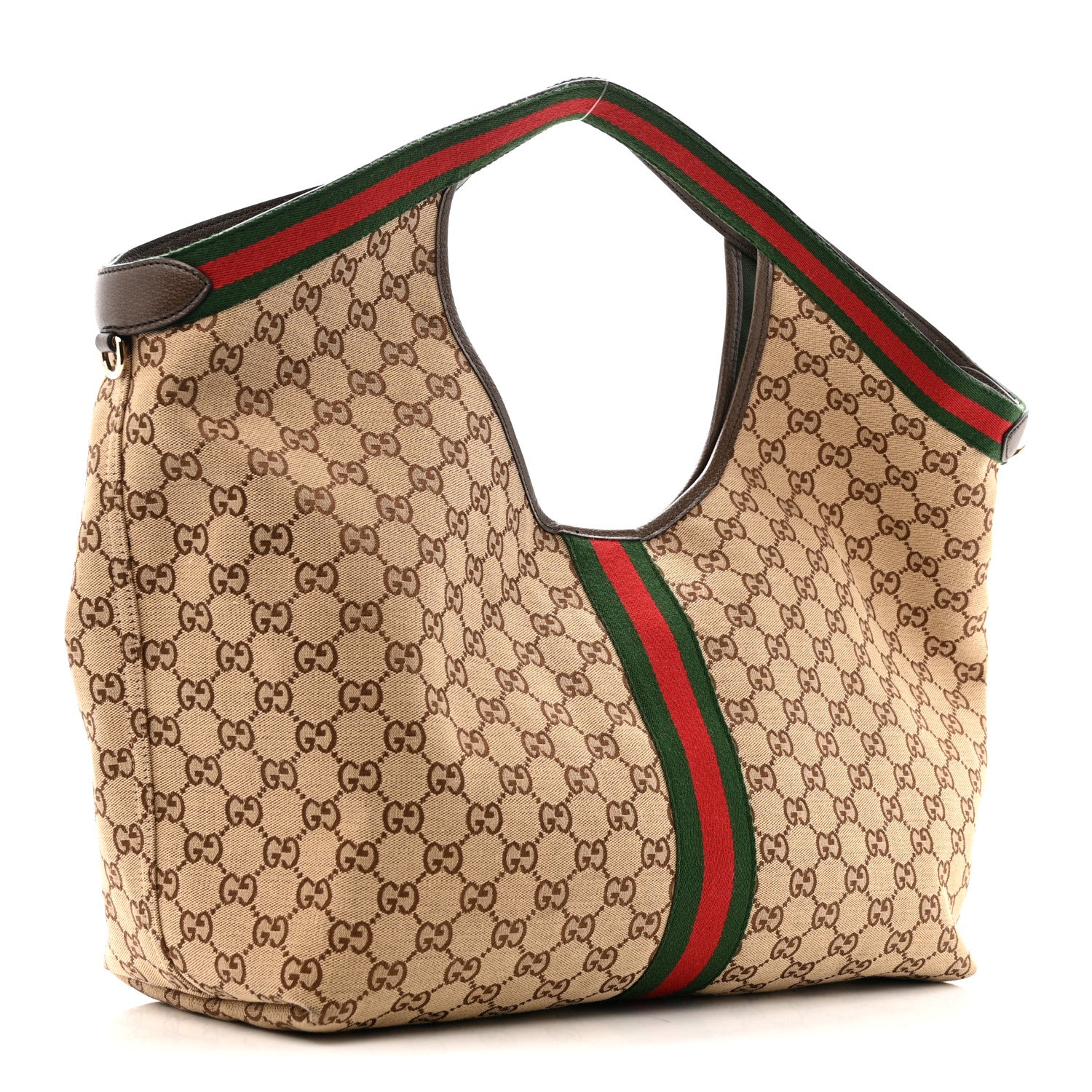 Gucci GG Monogram Web Large Giglio Tote Beige Brown 4 of 12