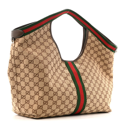 Gucci GG Monogram Web Large Giglio Tote Beige Brown 4 of 12