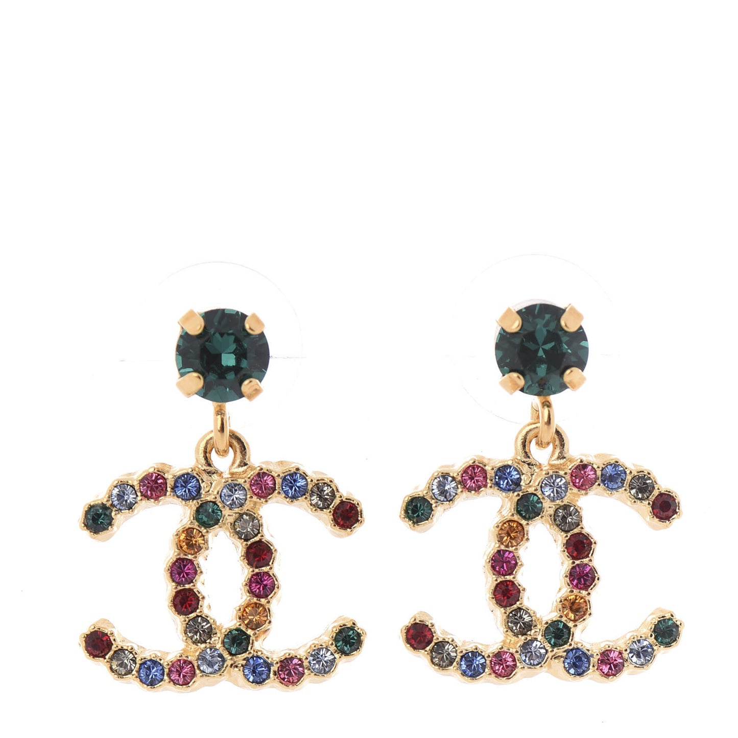 Crystal Over The Rainbow CC Drop Earrings Gold Multicolor
