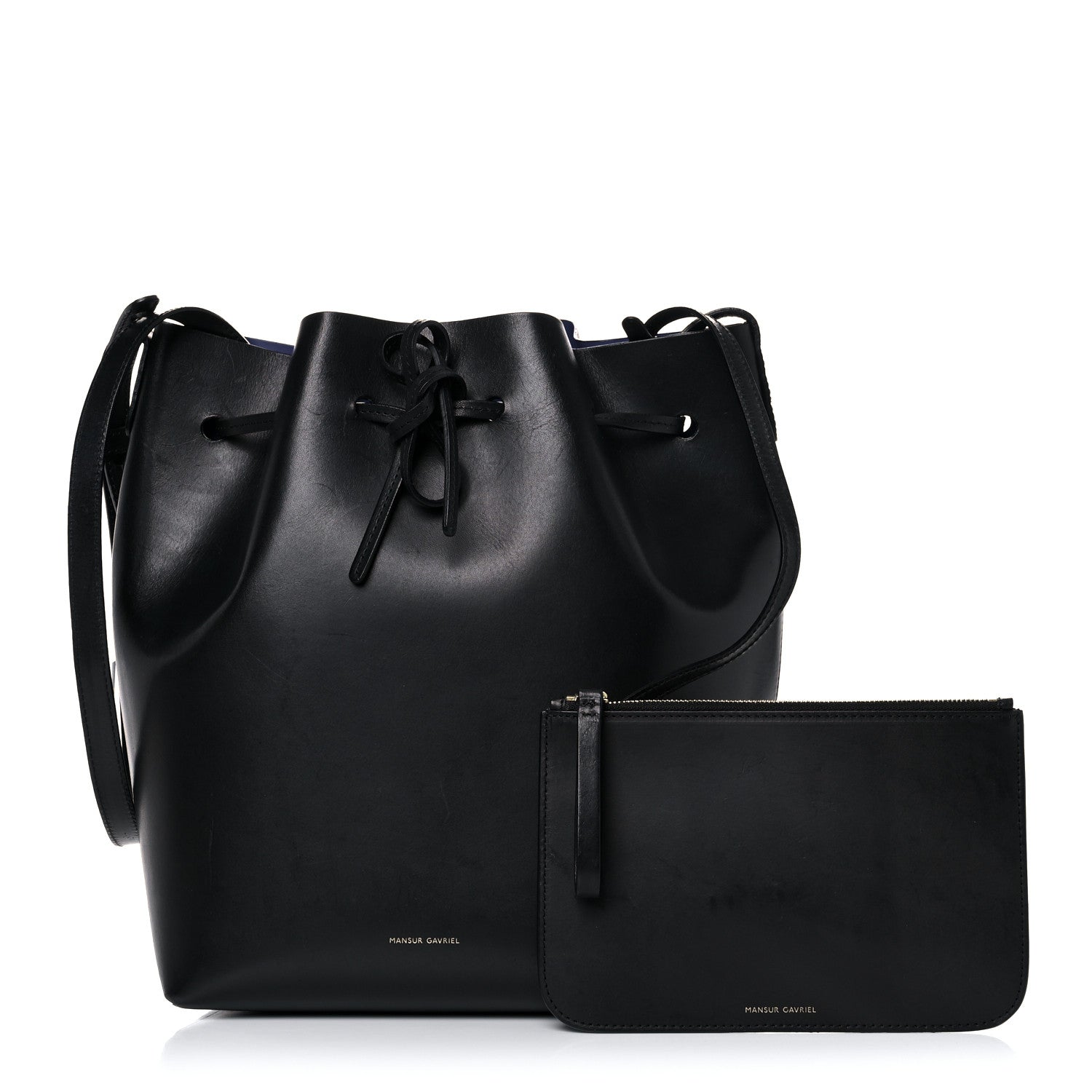 Mansur Gavriel Vegetable Tanned Calfskin Bucket Bag Black Royal 1 of 22