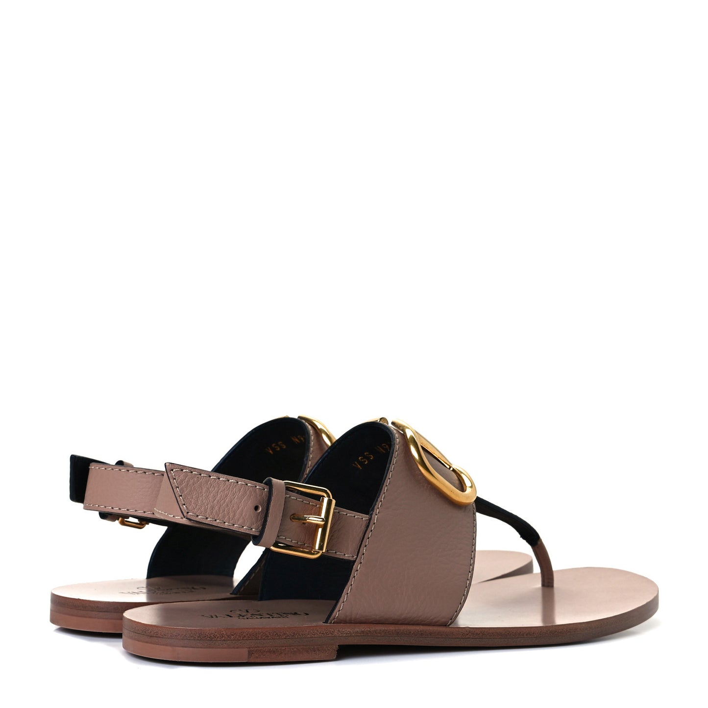 Grainy Cowhide Vlogo Slingback Flat Thong Sandals 37.5 Rose Cannelle