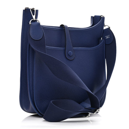 Hermes Taurillon Clemence Evelyne III PM Bleu Electrique 2 of 10