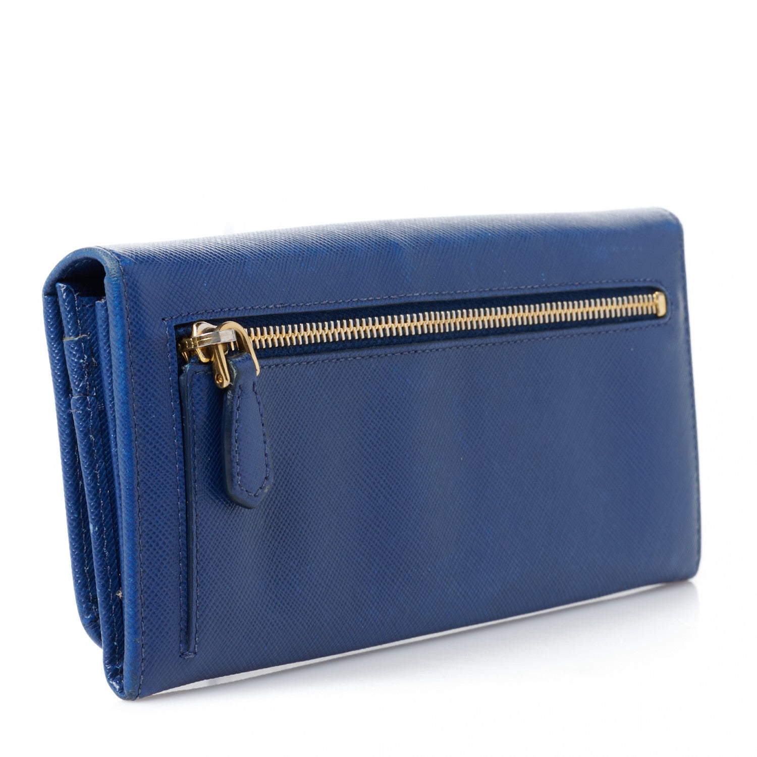 Prada Saffiano Metal Continental Flap Wallet Bleuette 3 of 14