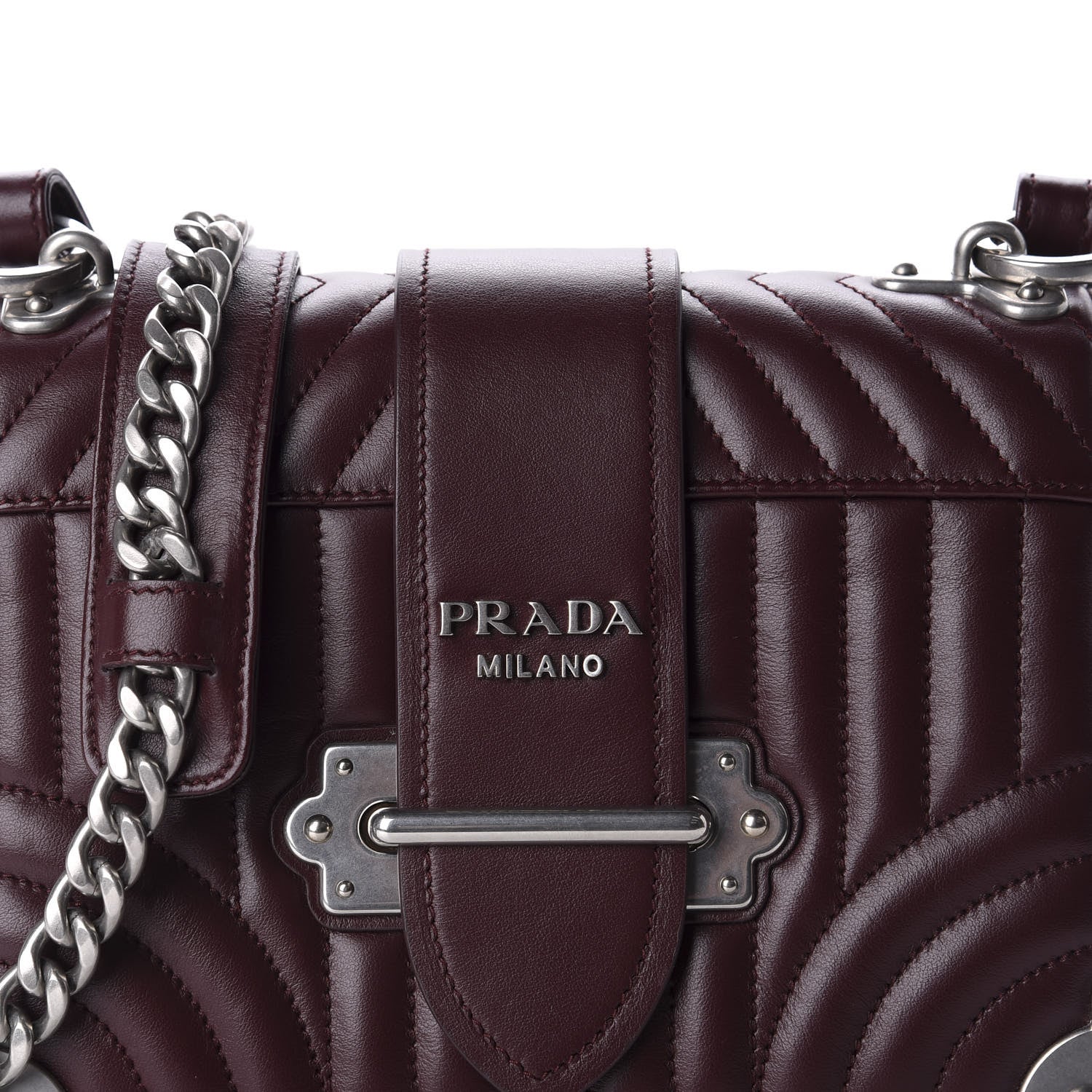 Prada Soft Calfskin Impunture Diagramme Cahier Bag Granato 9 of 9