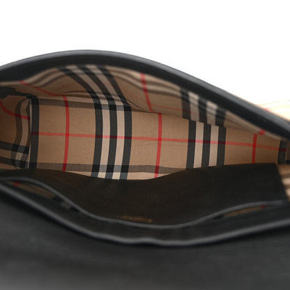 Burberry Grainy Calfskin Vintage Check Note Crossbody Bag Black 5 of 13