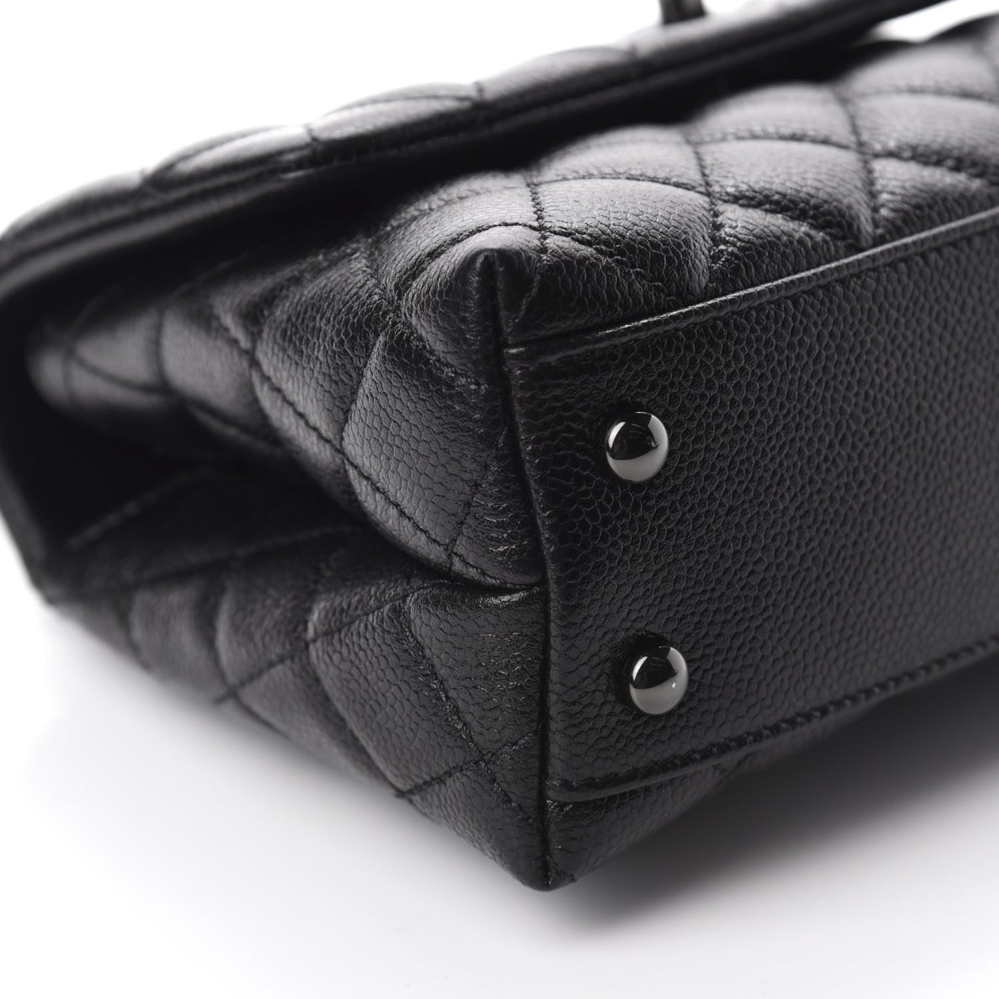 Iridescent Caviar Quilted Mini Coco Handle Flap So Black