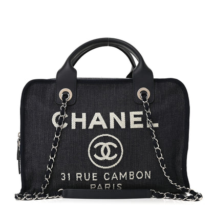 Chanel Denim Deauville Bowling Bag Dark Blue 1 of 10