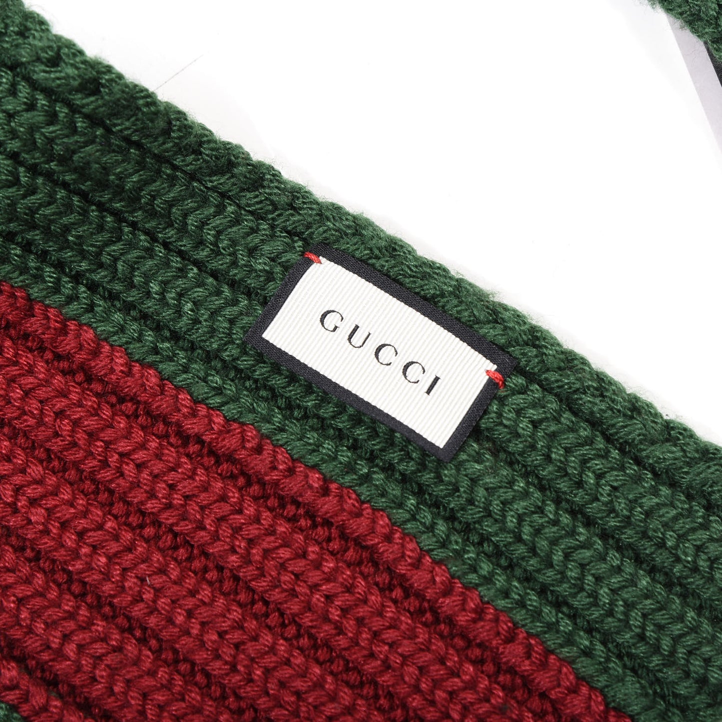 Silk Wool Knit Web Scarf Green Red
