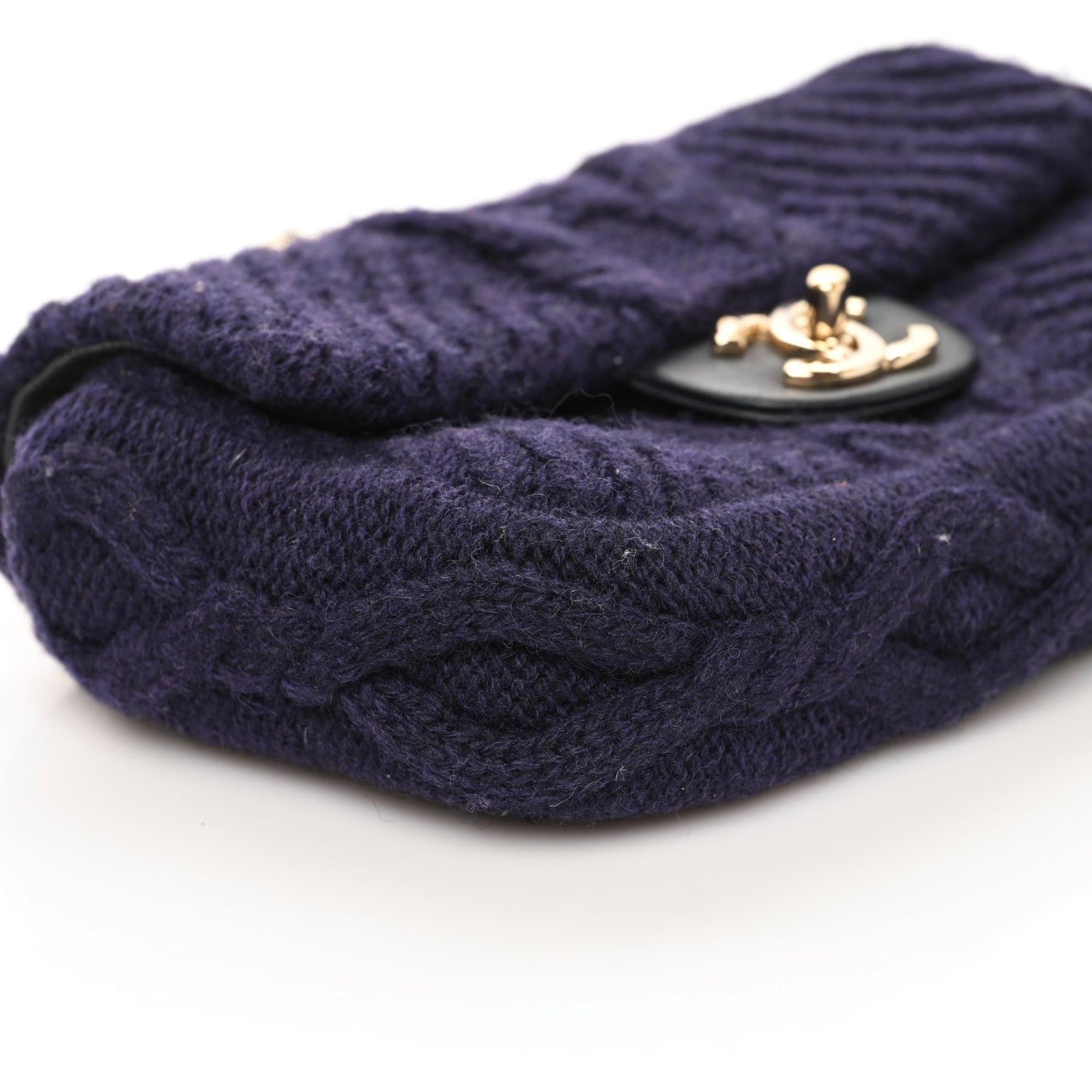 Chanel Cable Knit Small Flap Navy Blue 4 of 8